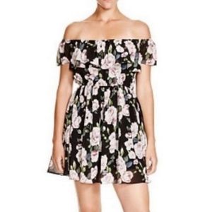 Lucy Paris floral smocked off shoulder mini dress NWT